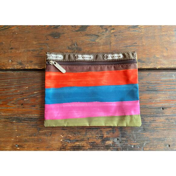 LESPORTSAC Colorful Stripe Zipper Pouch - Picture 1 of 6